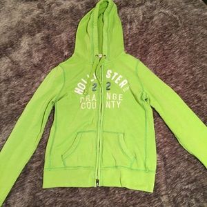 Green zip-up Hollister sweat shirt Size M